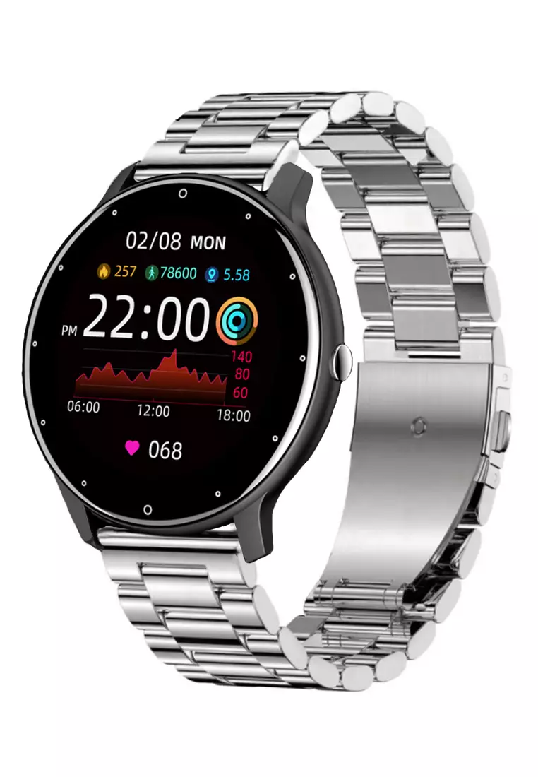 Value Deal IOS/Android SmartWatch Stainless Steel Bracelet + 1 Free Rubber Strap + 5s PRO MINI Earphones - Purple