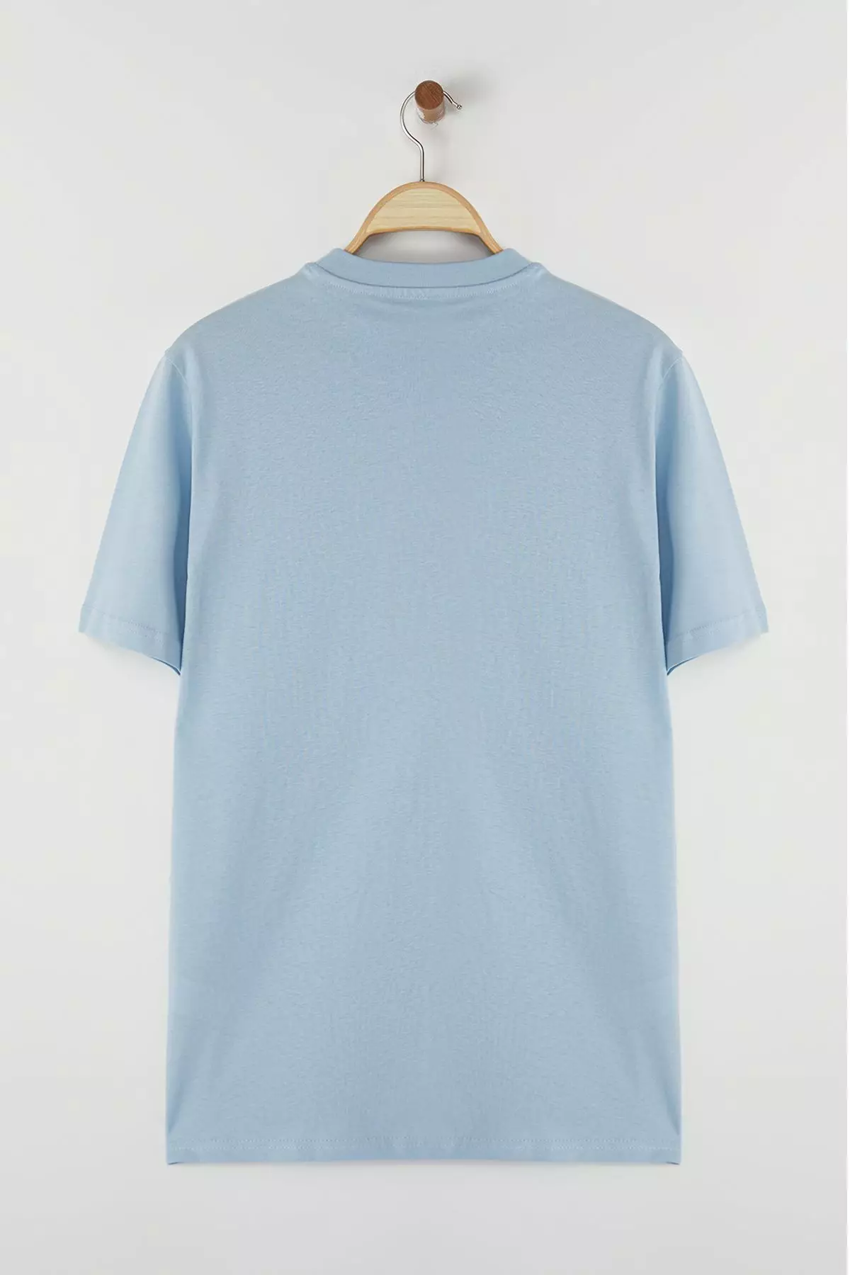 Light Blue Regular Cut Embroidery Detailed 100% Cotton T-Shirt TMNSS24TS00056