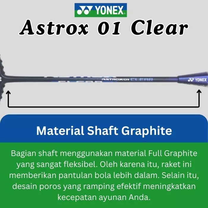 Raket Badminton Yonex Astrox 01 Clear GRATIS Senar, tas dan grip hitam