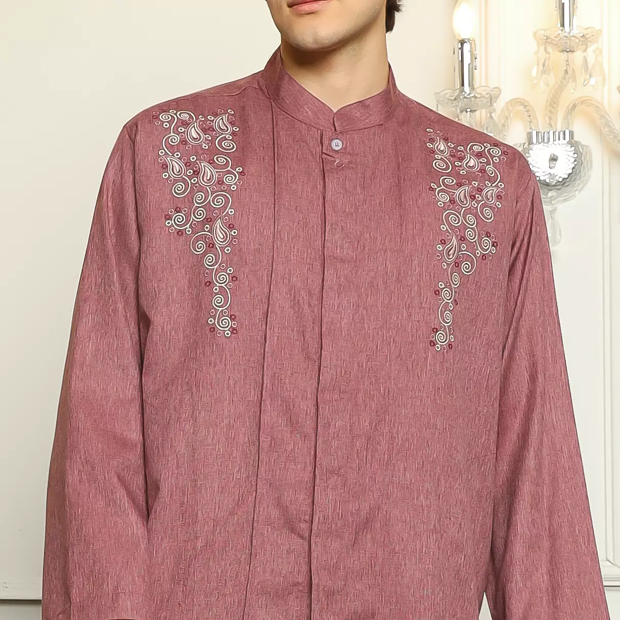 Baju Koko 41 Burgundy Lengan Panjang