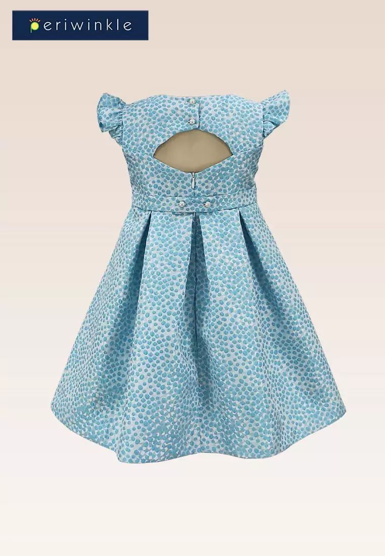Giselle Girls Teal Textured Party Dress with Cutout Back