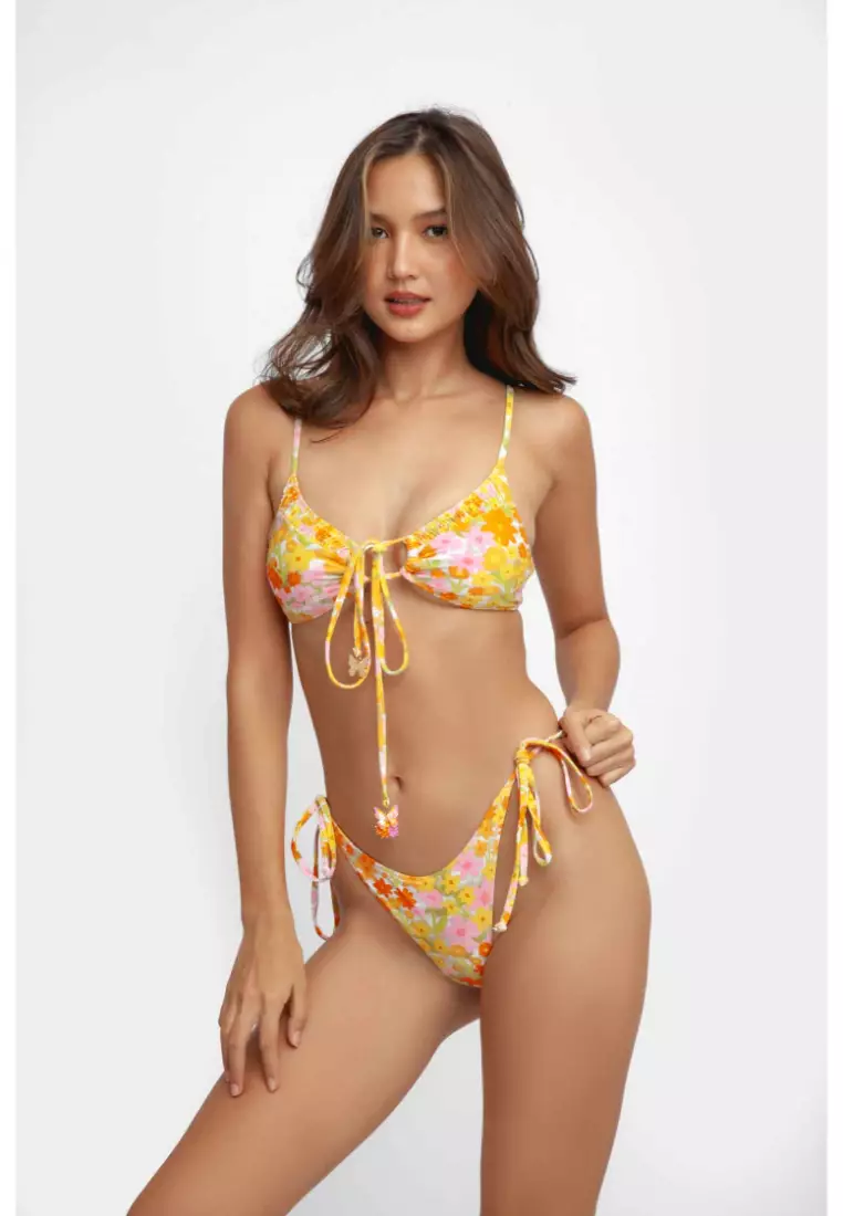 Daniella Side Tie Adjustable Bikini Bottoms / May Flowers