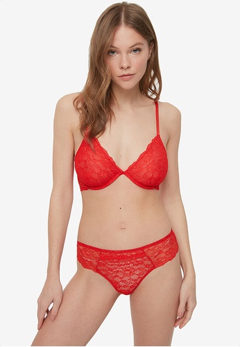 Trendyol red Lace Bra and Panties Set 54919USB25819DGS_1