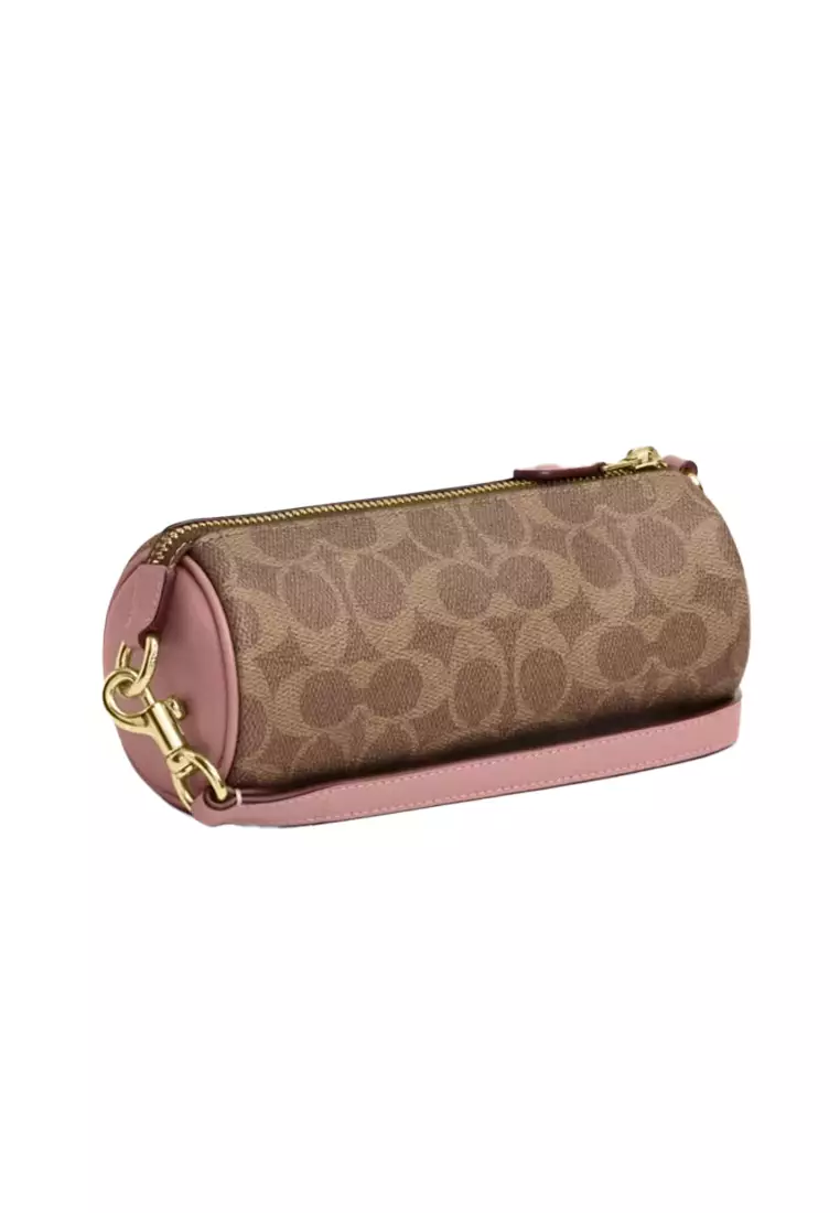 Coach makeup brush holder in signature canvas top