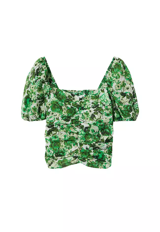Ruched Printed Blouse