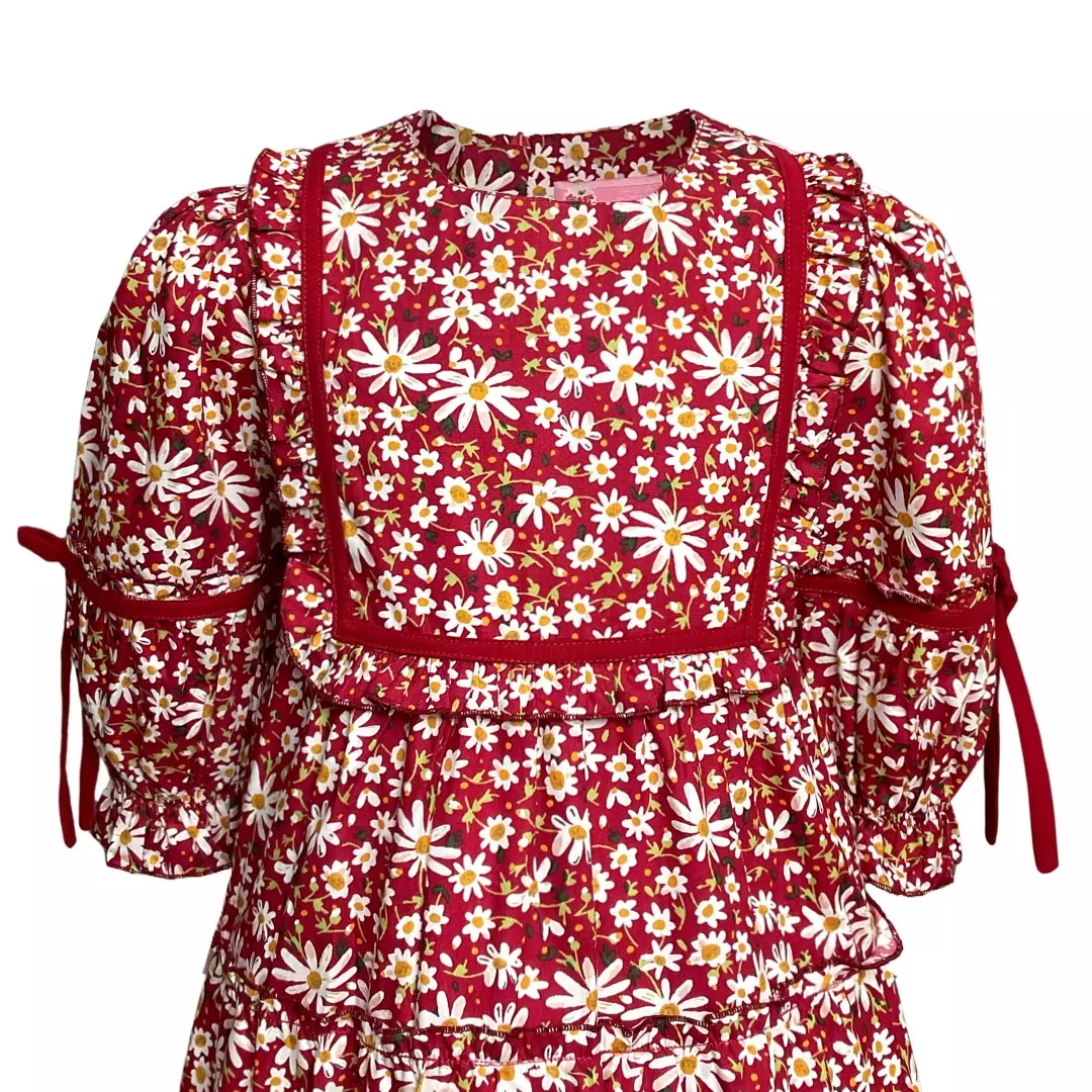 Pingu Long Dress Anak Perempuan Printing Flower Merah 91000629