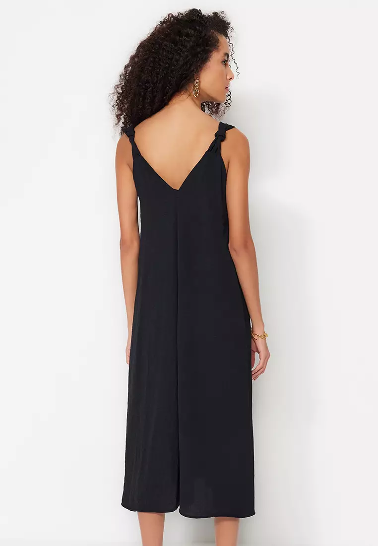 Relaxed Cut Midi Woven Dress