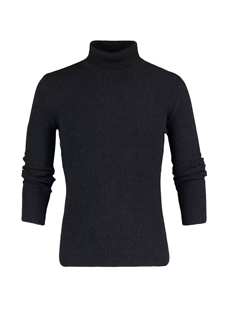 Slim Fit Turtleneck Corduroy Knit Sweater