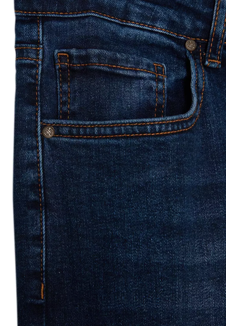 Indigo Stretchy Fabric Regular Fit Jeans Denim Trousers TMNAW23JE00036