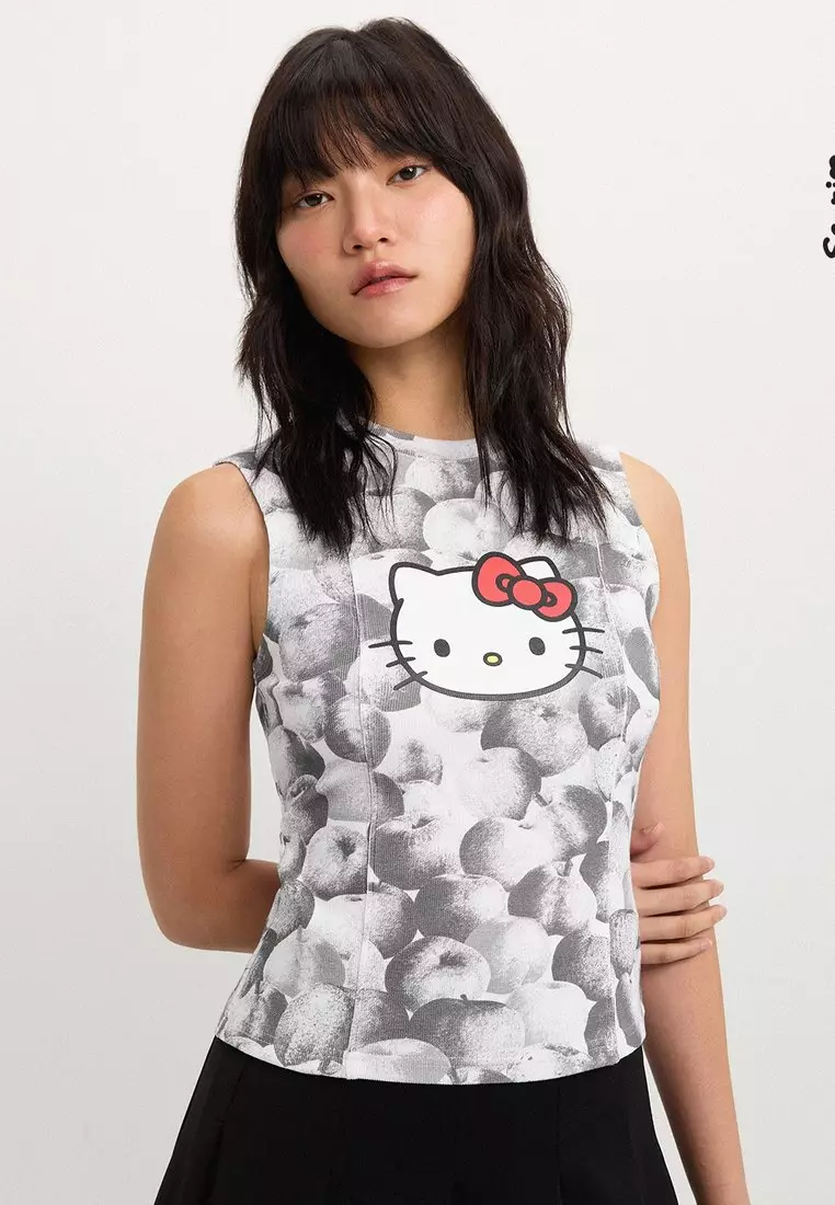Pomelo. ? Hello Kitty Apple Print Tank Top - Black