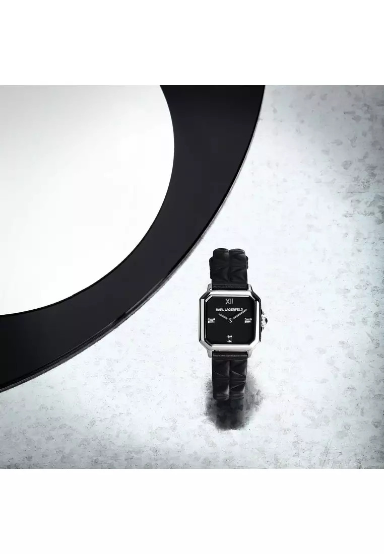 【2 Years Warranty】KARL LAGERFELD 33mm Women's Black Square Quartz Watch R0551102502
