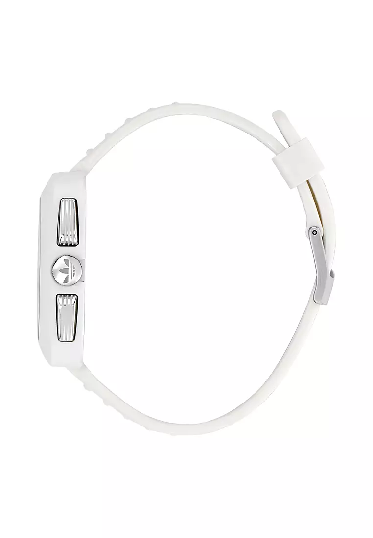 Adidas Gents Retro Wave Two Chrono - Jam Tangan Analog Unisex - Ceramic Case White Resin Strap - AOSY24532