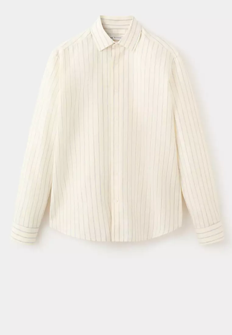Linen-Cotton Blend Stripe Shirt