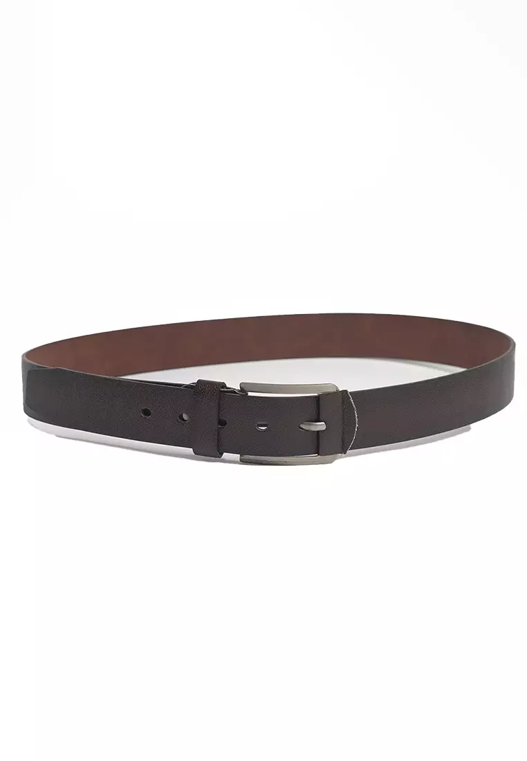 Ikat pinggang kulit belt leather pria COKELAT TUA motif BB