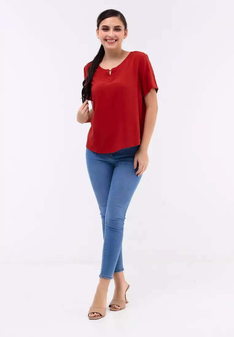 Short Sleeves Round Neck Blouse