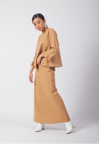 SUEKA SUEKA Feisty A-Line Kurung Set in Camel Brown from SUEKA SUEKA in Brown