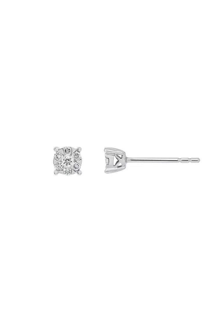 White gold square hot sale diamond earrings