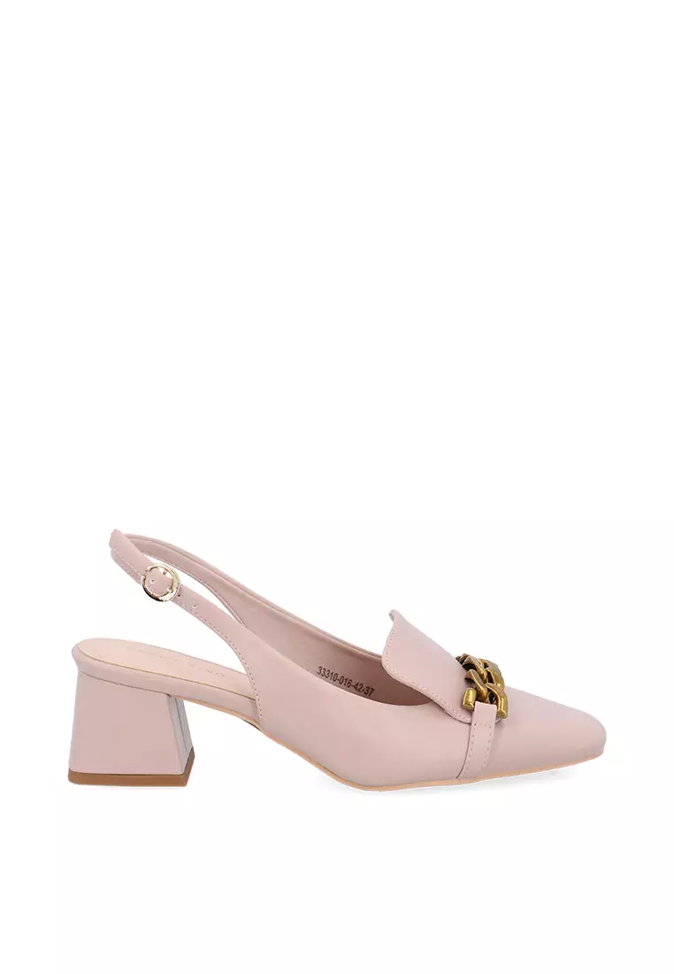 Discount on Carlo Rino  shoes - SKU: Medium Beige CR Vena Chain Slingback Heels