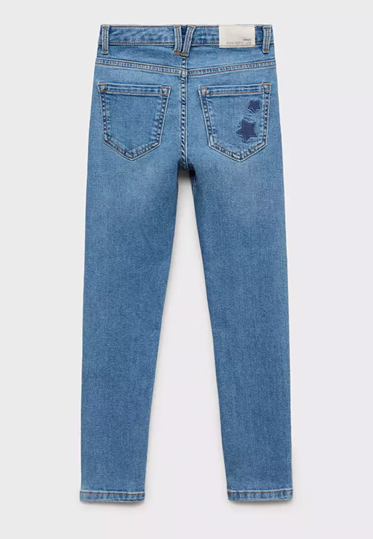 Star-Embroidered Skinny Jeans