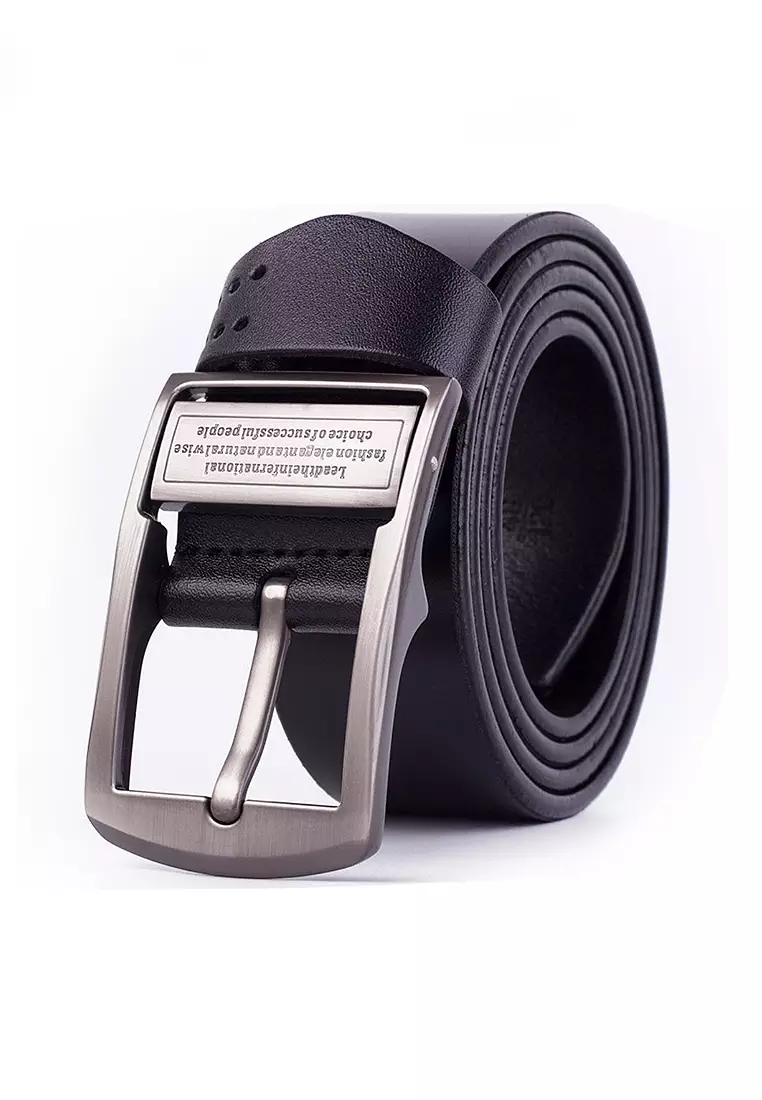 Style Shoes Black Genuine Leather Men Pin Buckle Belts