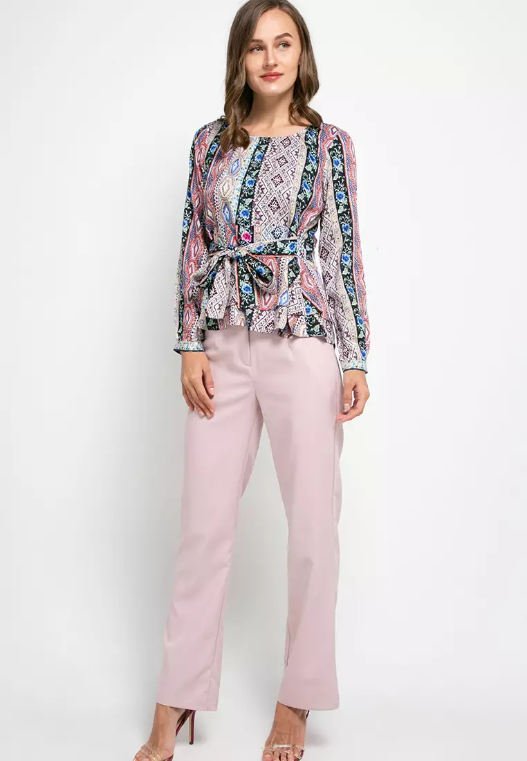 Beau Blouse In Blue Print