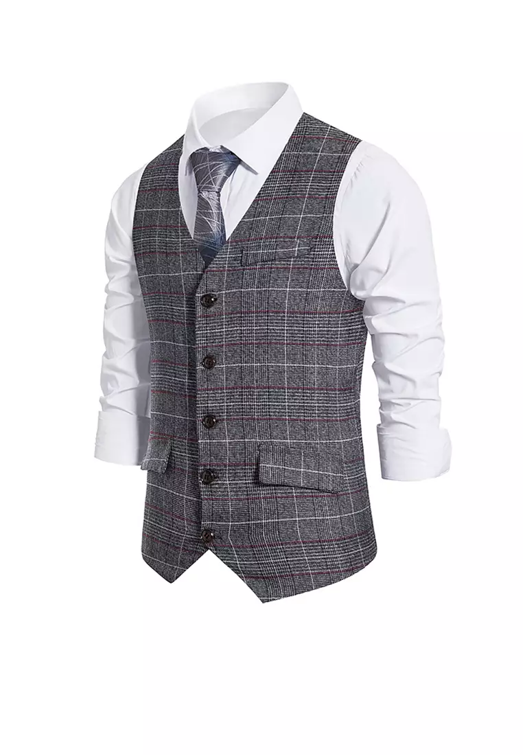 Mens black and white checkered vest top