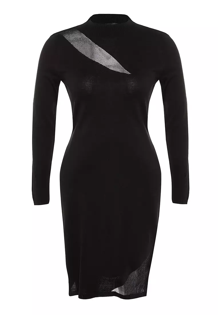 Plus Size Stand Collar Bodycon Dress