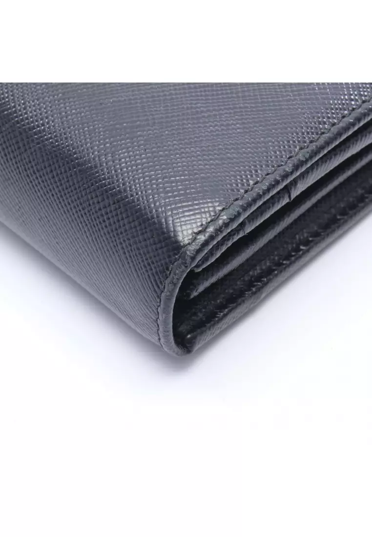 Pre-Loved Prada Bi-fold Long Wallet Saffiano leather black