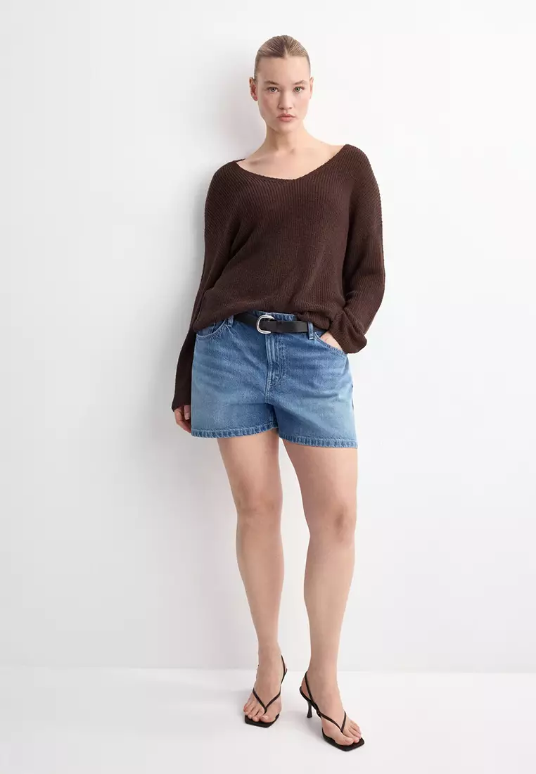 Straight Mid-Rise Denim Shorts