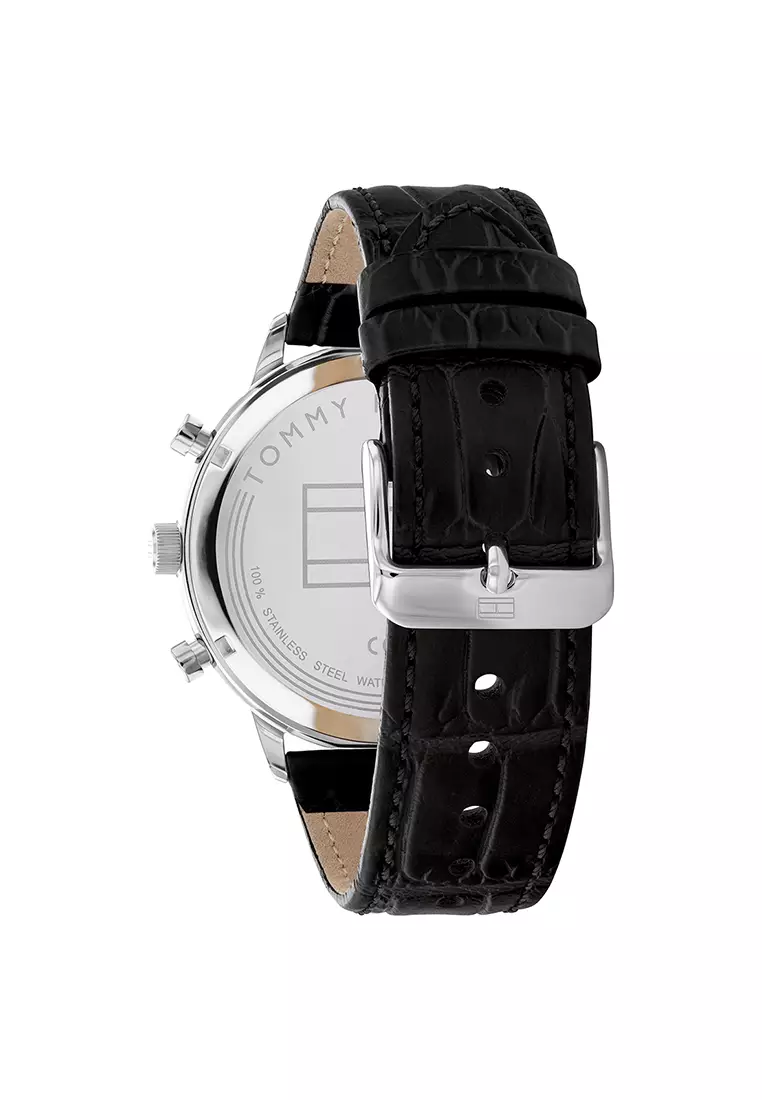 Tommy hilfiger sunray 2024 black leather watch