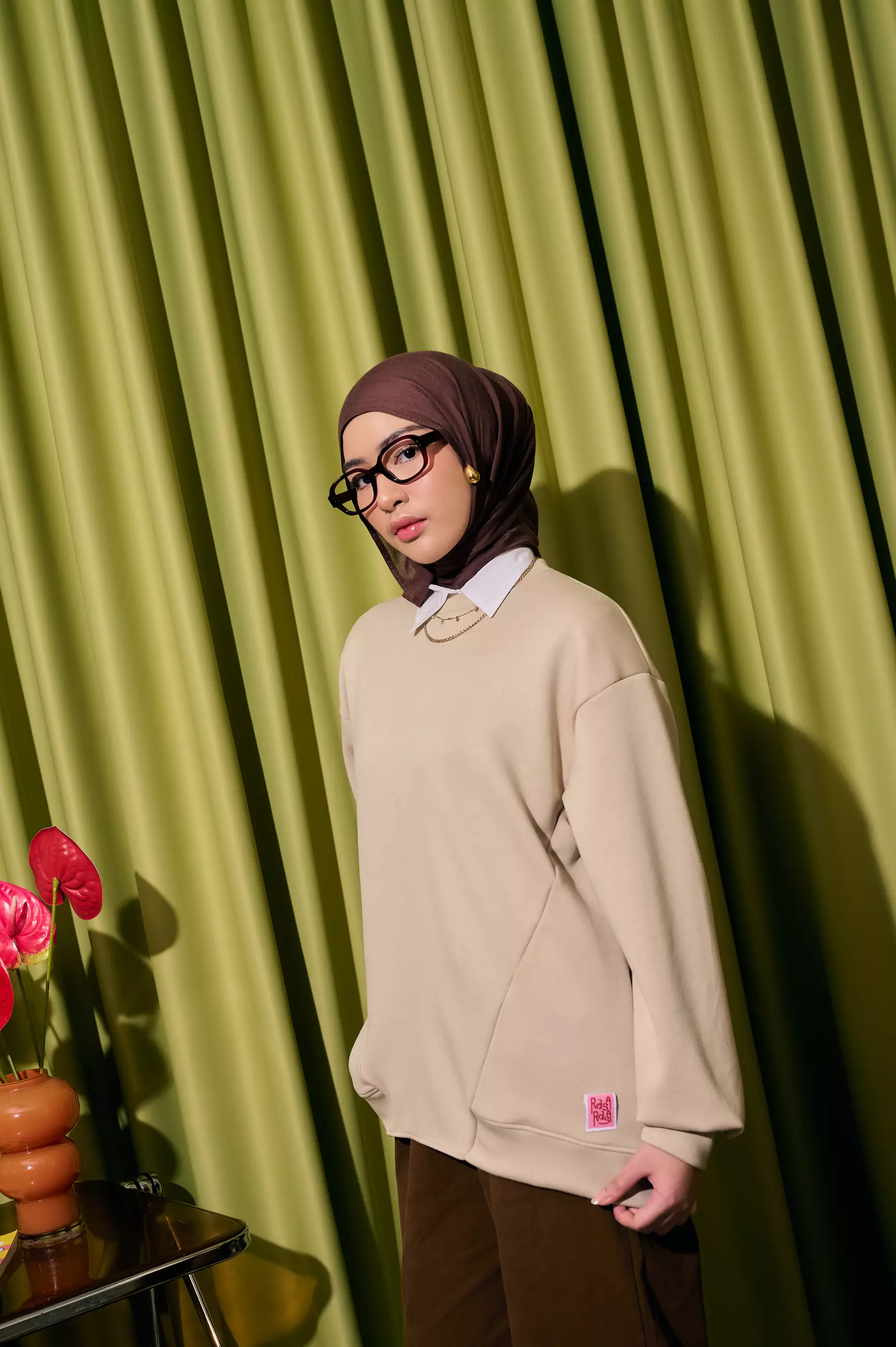 [New Collection] ZM Zaskia Mecca - Grea Cream Sweater Jacket - Koleksi Rasa Rasa - Cemil Cemil