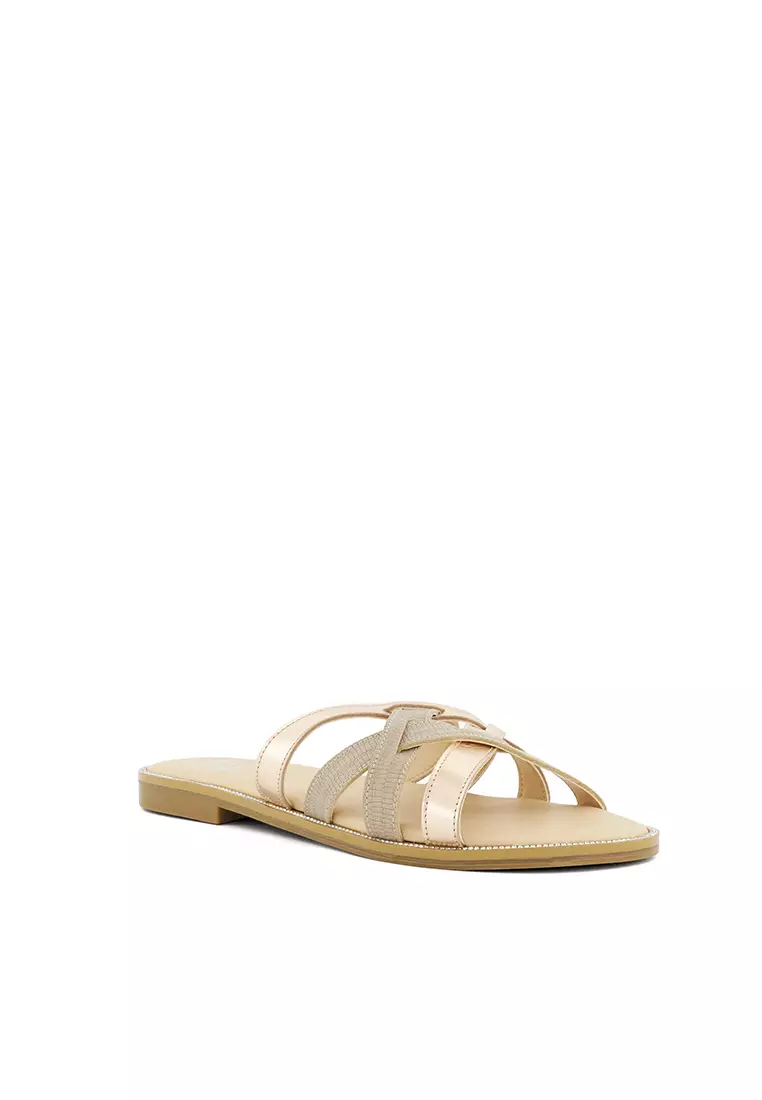 Buy Dune London Lyrical Diamante Strappy Slide Rose Gold 2025