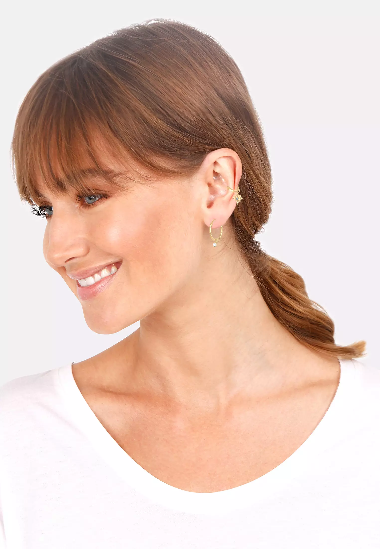 Earrings Creoles Earcuff Astro Star Gold Plated