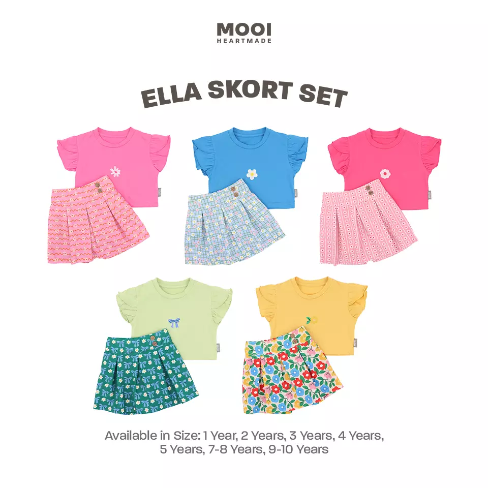 Mooi Setelan Anak Perempuan Ella Skort Set - Royal Blue