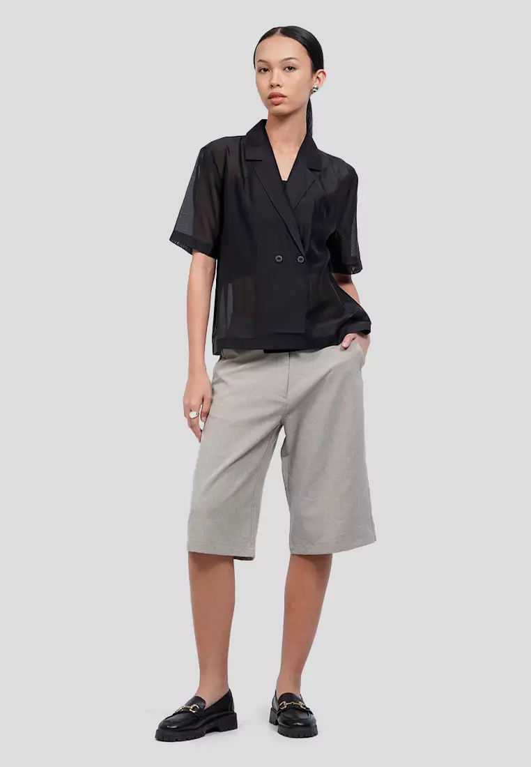 Double Breasted Sheer Blazer