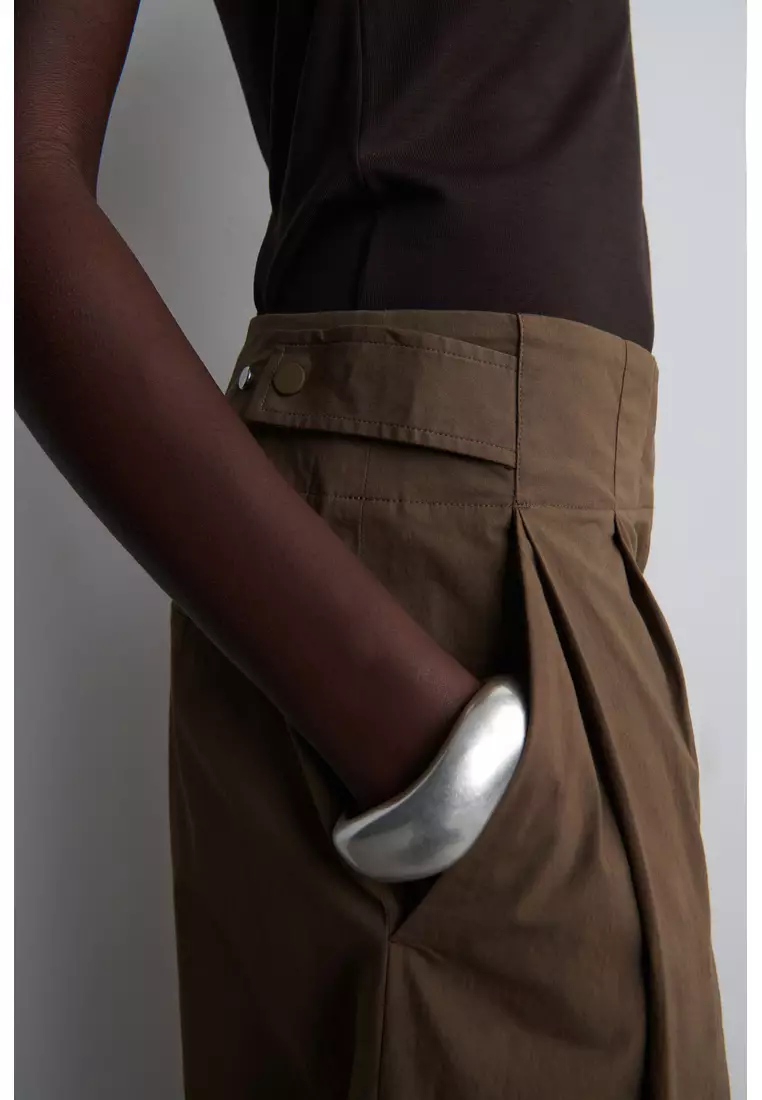 COTTON BARREL-LEG TROUSERS