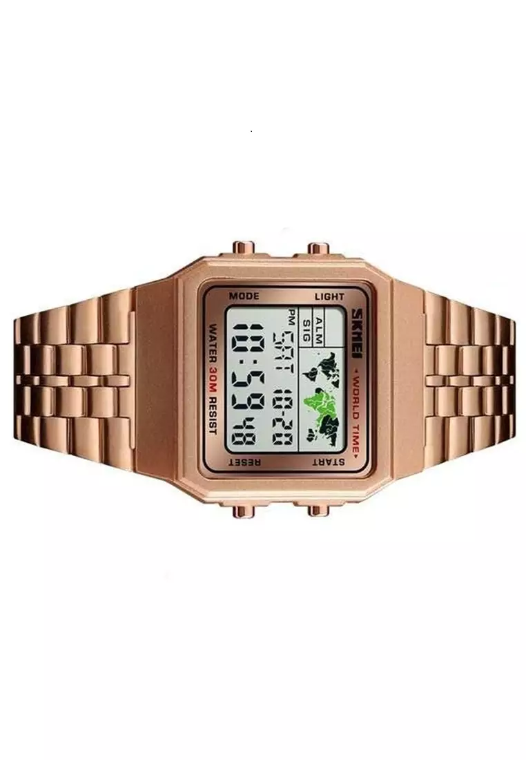 Jam Tangan Fashion Digital Pria Waterproof 30m Strap Tali Material Stainless Steel CV99 ORIGINAL