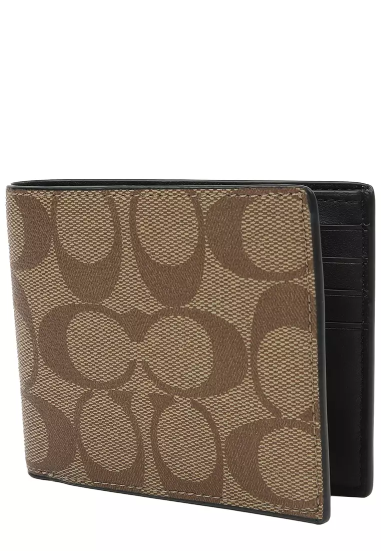 Buy Coach Coach Id Billfold Wallet In Signature Canvas in Tan 66551