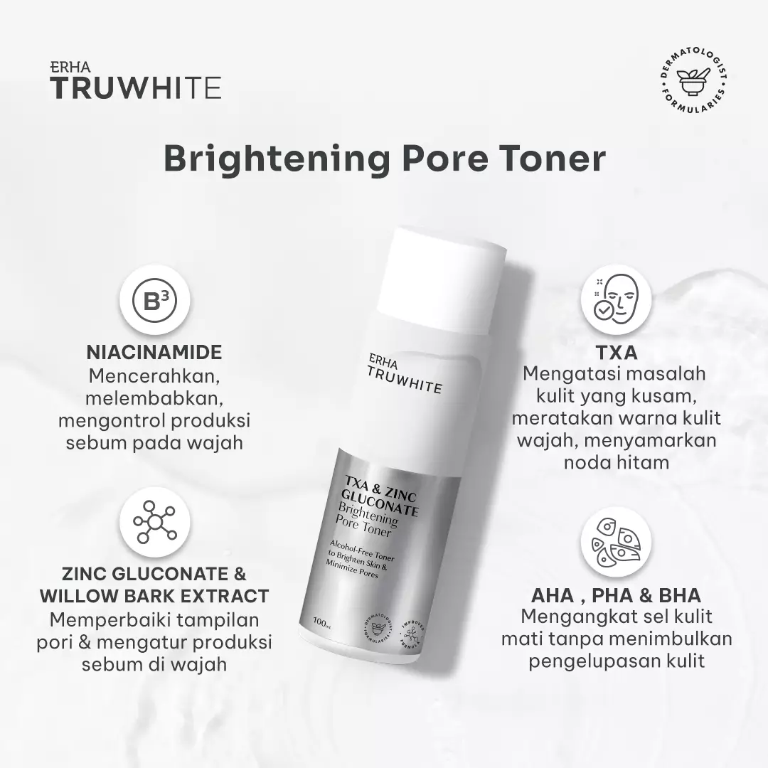 Erha Truwhite Brightening Pore Toner 100 ml - Toner Pencerah Wajah