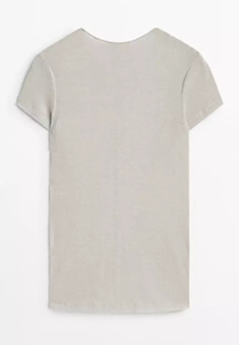 ★Massimo Dutti★ Eyelet Detail Oversized T-Shirt FANTASY - Massimo Dutti - US