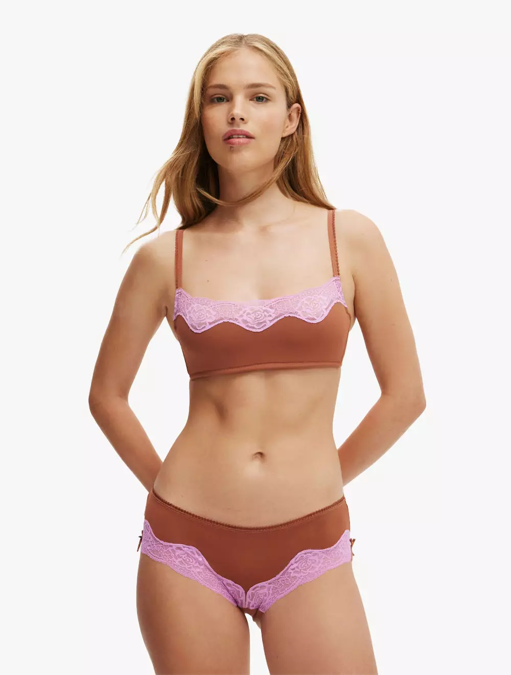 COTTON ON BODY - UNDERWEAR & PAKAIAN TIDUR - SABRINA LACE BOYLEG BRIEF - CARAMEL CRUSH/VIOLET TULLE