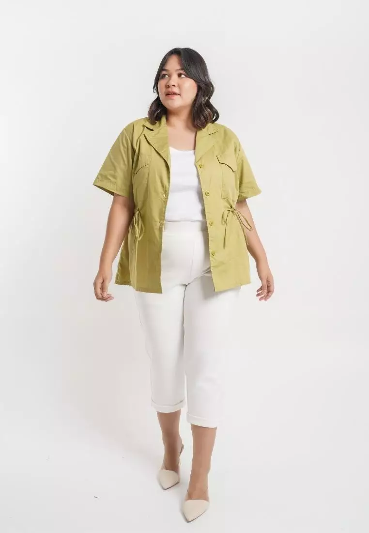 Plus Size Outer Top Blazer Naomie Summer Green
