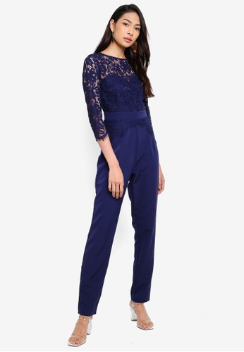 Jual Paper Dolls Darley Navy Scallop Lace Jumpsuit Original