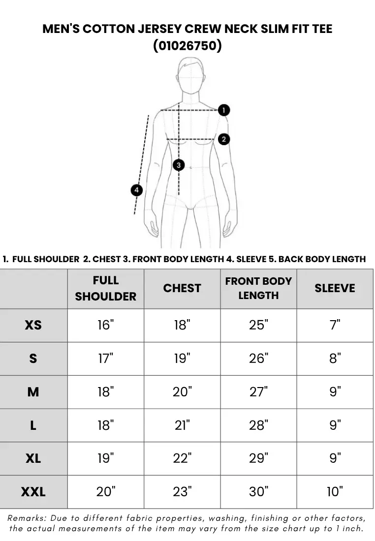Men's Cotton Jersey Crew Neck Slim Fit Tee