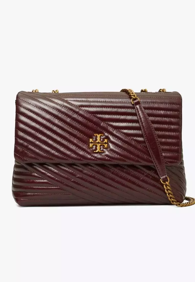 Buy Tory Burch Kira Chevron Glazed Small Pouch - Fig At 29% Off