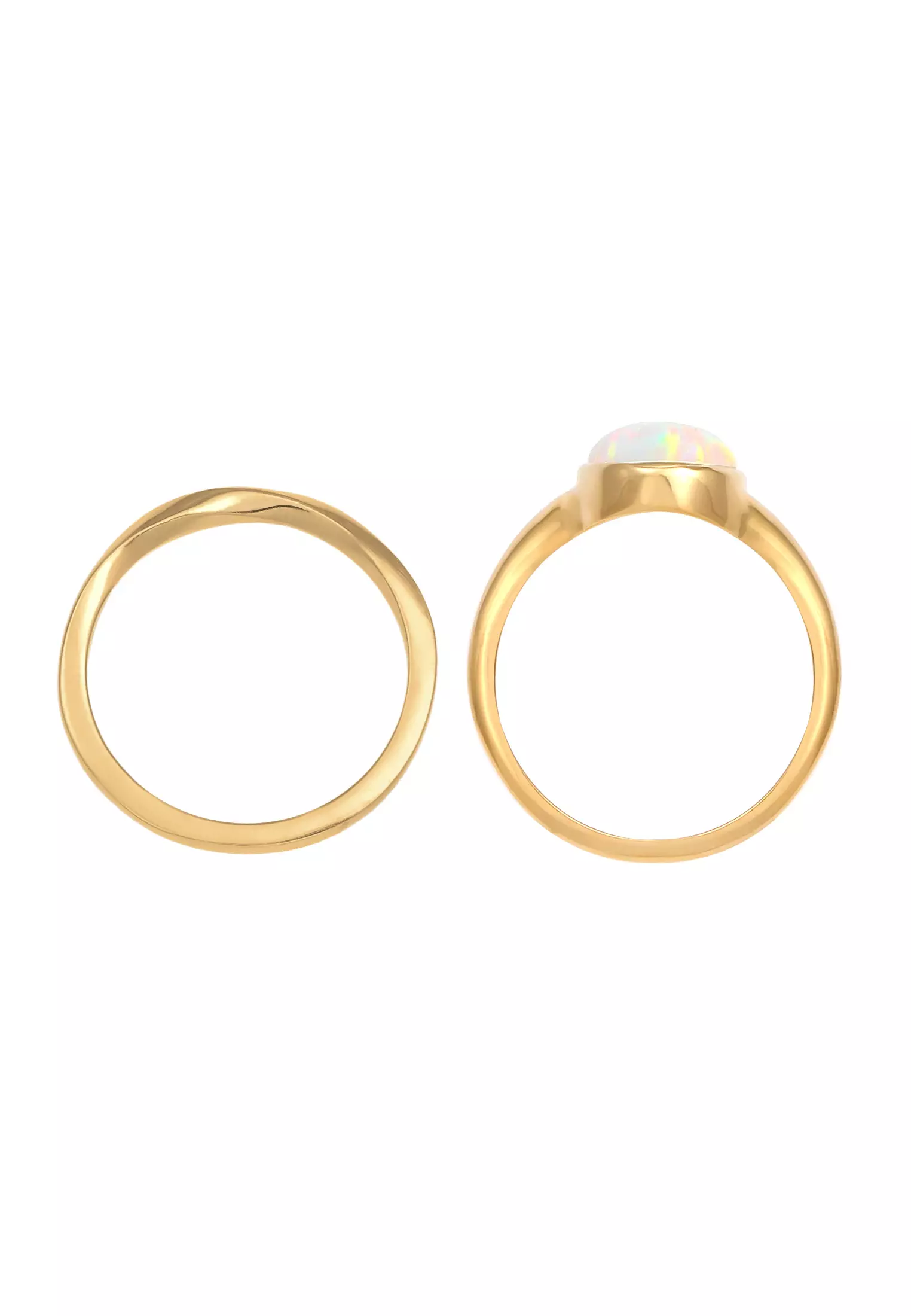 Ring Precious Basic Twisted Synthetic Opal Gold plated