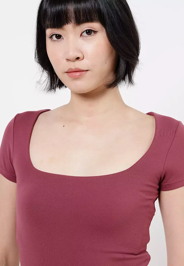 Ultra Soft Square Neck Fitted T-Shirt