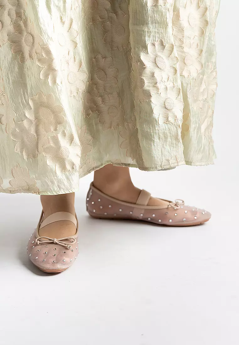 Glitter Mesh Ballerina Flats