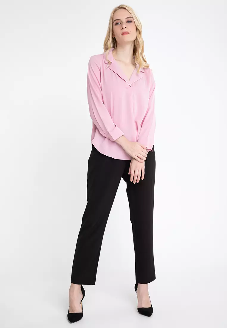 Carenza Long Sleeve Collared Office Top