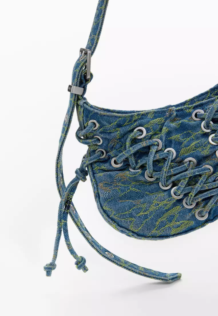 Medium denim corset bag